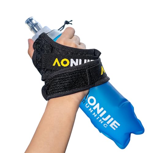 Azarxis TPU Soft Flask Collapsible Water Bottle Running Folding Gel Water Reservoir Handheld for Hydration Pack Hiking Cycling Climbing Jogging Marathon Trail Race - color: #03 Blue - 500ml with Adjustable Handstrap