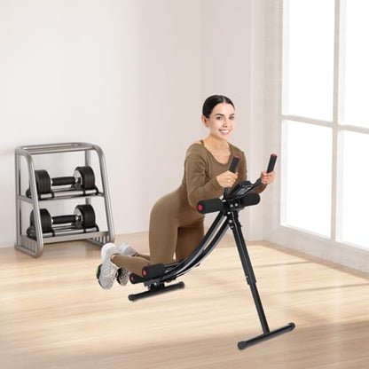 Ab Machine Abdominal Crunch Core Workout Equipment Foldable Exercise Ab Trainer Machine Coaster Abdominal/Core Fitness All Training Equipment Levels for Home & Gym - size: 35.4*15.7*34.6in Black