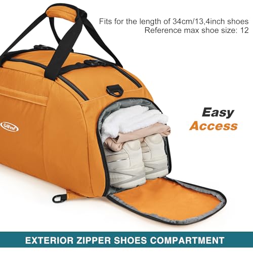 G4Free 40L 3-Way Duffle Bag Backpack Gym Bag for Men Women Sports Duffel Bag with Shoe Compartment Travel Backpack Luggage - color: Orange