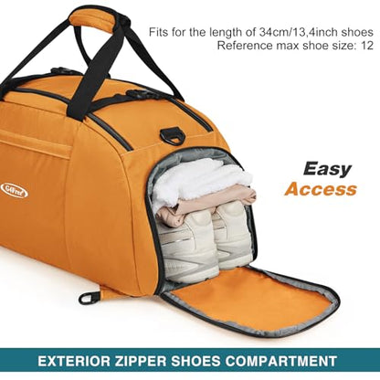 G4Free 40L 3-Way Duffle Bag Backpack Gym Bag for Men Women Sports Duffel Bag with Shoe Compartment Travel Backpack Luggage - color: Orange
