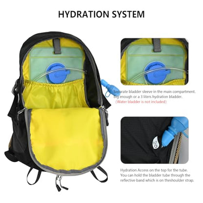 Hiking Backpack for Men Women,20L Lightweight Waterproof Travel Camping Backpack Hiking Daypack for Cycling Running(With Rain-cover) - color: Black