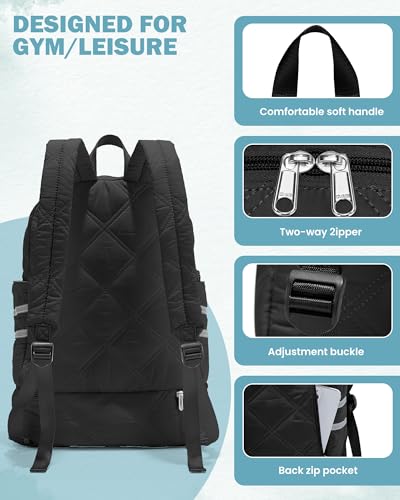 Gym Backpack for Women Men, Lightweight Gym Bag with Shoe Compartment, Water Resistant Sports Backpack with Wet Pocket, Large Capacity Cheer Backpacks for Girls, Black - color: F1-black