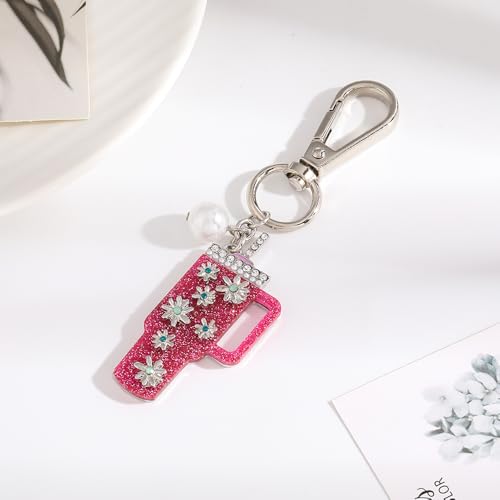 Madison Tyler Western Cowboy Boots Cherry Bow Bubble Tea Strawberry Cute Keychain | Bag Charms for Handbags Purse Charms - color: Mug