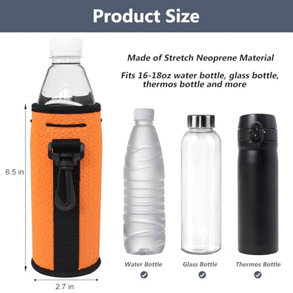 Water Bottle Sleeves, 3 Pcs Neoprene Insulators Bottle Carrier Holder with Buckles, fits 16-18oz (Colorful1) - color: Colorful1
