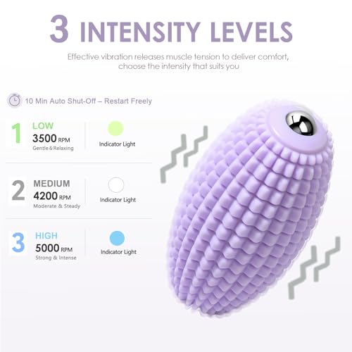 Silicone Vibrating Massage Ball with Rolling Head, 3-Speed Myofascial Massage Roller for Plantar Fasciitis Relief, Hip & Psoas Release, Trigger Point Therapy for Neck, Back, Foot (Purple) - color: Purple