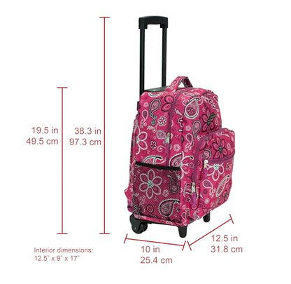 Rockland Double Handle 17" Rolling Backpack, Bandana - color: Bandana, size: One Size