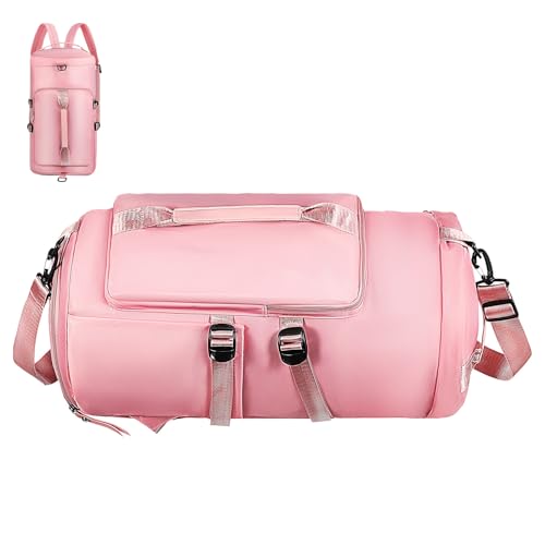 GALPADA Gym Backpack for Men and Women, Multipurpose Hiking Daypack with Wet Pocket, Lightweight Travel and Workout Bag, Pink Sport Fitness Transport Backpack for Outdoors