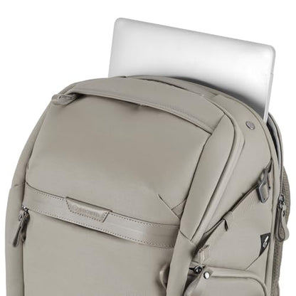 VANGUARD VEO Metro B20L Camera & Everyday Backpack (Cream) – Fits 70–200mm Attached, 14" Laptop Storage, Convertible Daypack Design, Carry-On Ready - color: Cream, size: 20L