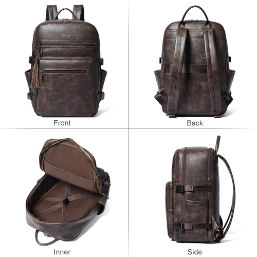 Shrrie Laptop Backpack for Women,Vegan Leather Backpack Work Computer Backpacks fits 16" Laptop,Water Resistant Teacher Nurse Casual Daypack for Weekender Camping Travel,Two-toned Coffee - color: Two-toned Coffee