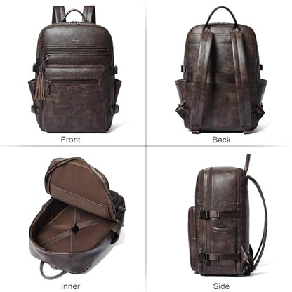 Shrrie Laptop Backpack for Women,Vegan Leather Backpack Work Computer Backpacks fits 16" Laptop,Water Resistant Teacher Nurse Casual Daypack for Weekender Camping Travel,Two-toned Coffee - color: Two-toned Coffee