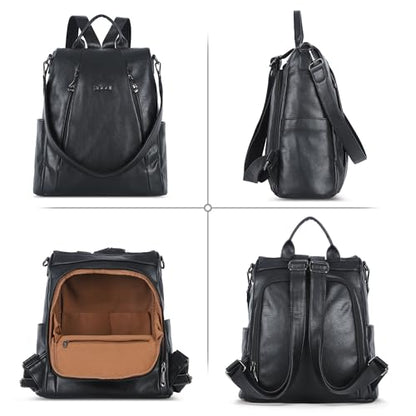 ZOCAI Backpack Purse for Women Medium Anti-Theft Backpacks Purses Design Leather Shoulder Bags with Removable Strap - color: 2-classic Black