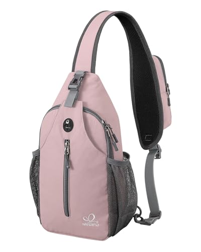 WATERFLY Crossbody Sling Backpack Sling Bag Travel Hiking Chest Bag Daypack (Pink) - color: Pink