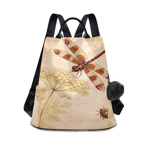 ALAZA Watercolor Retro Dragonfly Dandelion Backpack Purse with Adjustable Straps for Woman Ladies - color: Multi 3