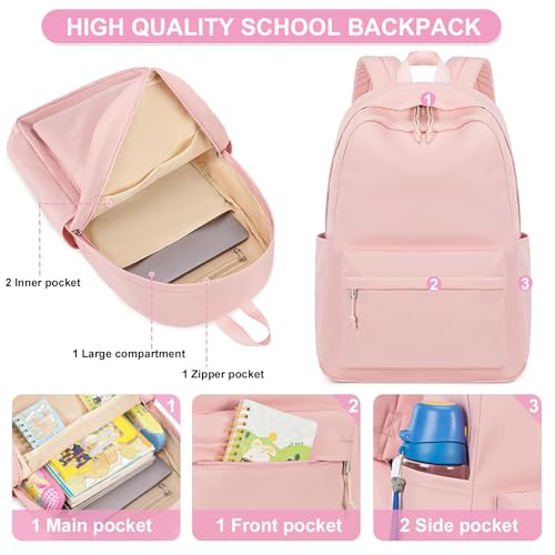 Bluboon School Backpack for Teen Girls Women Laptop Backpack College Bookbags Middle School Travel Work Commuter Back Pack(Pink) - color: A Pink