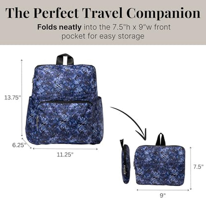 Baggallini Women's Carryall Packable Backpack, Indigo Petal - color: Indigo Petal