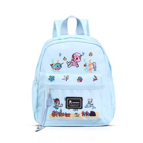 tokidoki Mini Backpack for Women, Cute Small Daypack with Unicorno Cartoon, Lightweight Backpack Purse for Work Shopping Casual - color: Blue Mermaid-mini
