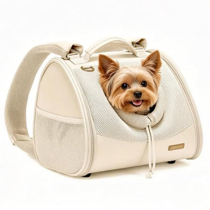 Small Dog Cat Chest Carrier Backpack,Adjustable Ventilated Front Facing Backpack Carrier for Small Dogs Cats Puppy,Airline Approved Lightweight Doggy Backpack for Travel Hiking Outdoor - color: Beige