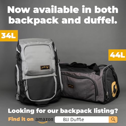 Gold BJJ Jiu Jitsu Backpack - Heavy Duty Gym Bag with Waterproof Gi Pocket - color: Grey