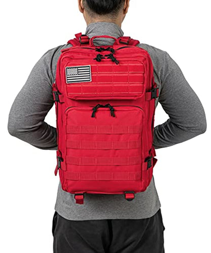 QT&QY 45L Military Tactical Backpacks Molle Army Assault Pack 3 Day Bug Out Bag Hiking Treeking Rucksack… - color: 3.4 Red