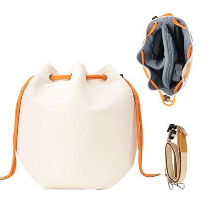 CQT Drawstring Osmo Action 6 5 4 pro 360 Mini 3 4 Pro Bag, Drone PU Crossbody shoulder Bag Pouch Handbag Waterproof Storage Bag for DJI Mavic MINI 4 3 PRO 2 SE 4K and NEO 2 Drone Accessories (White) - color: White