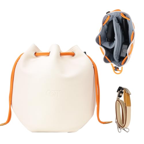 CQT Drawstring Osmo Action 6 5 4 pro 360 Mini 3 4 Pro Bag, Drone PU Crossbody shoulder Bag Pouch Handbag Waterproof Storage Bag for DJI Mavic MINI 4 3 PRO 2 SE 4K and NEO 2 Drone Accessories (White) - color: White