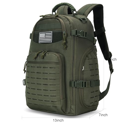 35L Tactical Backpack for Men Heavy Duty Military Backpack 3 Day Assault Pack Molle Backpack Hiking Rucksack (Green) - color: Green
