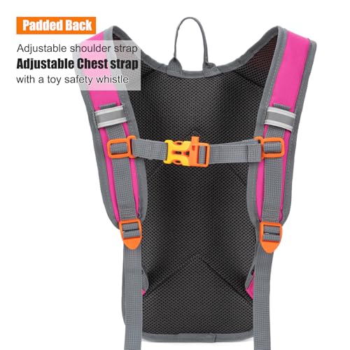Kids Hydration Backpack, Water Hiking Backpack for Boys or Girls with 1.5L Reservoir Bladder - color: Rose