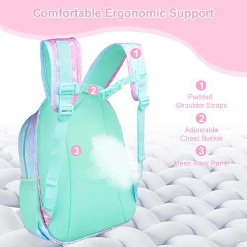 RHCPFOVR Kids Backpack for Girls - Girls Backpack 3-8 Ages Mermaid for Kids 15 Inch School Bookbag for Kindergarten Elementary School Bookbag for Girl 1st 2nd Grade - style: Blue Mermaid Scale