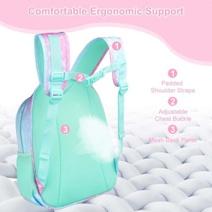 RHCPFOVR Kids Backpack for Girls - Girls Backpack 3-8 Ages Mermaid for Kids 15 Inch School Bookbag for Kindergarten Elementary School Bookbag for Girl 1st 2nd Grade - style: Blue Mermaid Scale