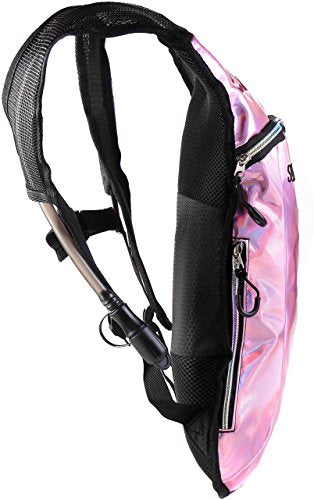 Sojourner Rave Hydration Pack - Hydration Backpack - Hydropack with 2L Bladder - Water Backpack for Festivals, Hiking, Running, Biking and More - color: Holographic - Pale Pink