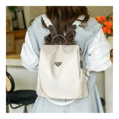 Multifunctional minimalist backpack, solid color versatile commuter backpack, casual handbag/shoulder bag(Off white) - color: Off-white