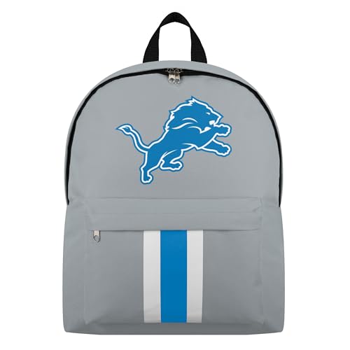 FOCO NFL Officially Licensed Team Color Primary Logo Solid Stripe Football Travel Backpack - Detroit Lions - Gray - color: Detroit Lions