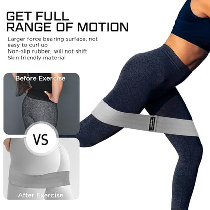 12 Pcs Fabric Resistance Bands for Working Out Non-Slip Booty Exercise Loop Bands for Women Men Glutes Hip Thigh Butt Yoga Pilates Fitness Gym, Light Medium Heavy - color: Gray, style: Medium Resistance