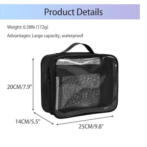 TSA Approved Toiletry Bag, Clear Makeup Bags with Multi Layer Mesh Pockets, Portable Large Capacity PVC Cosmetic Bags with Zipper for Travel Essentials - size: L
