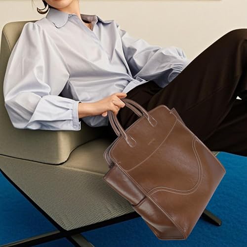 Retro Brown Leather Square Flap School Commuter Backpack Handbag for Women
