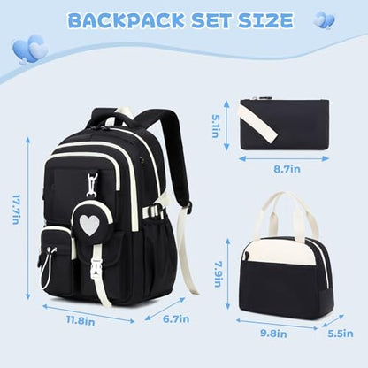 MOONBABY Girls Backpack, Kids Backpack for Girls, School bag for Primary Elementary Teenage, Middle School Students Bookbag - color: 3pcs-purple Cherry Blossom