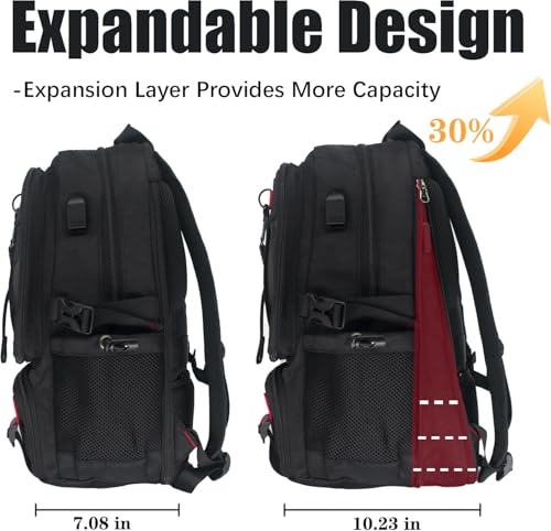 DUSLANG Travel laptop backpack, Extra Large 65L Traveling College Backpack,Large Capacity Backpack for Men Women,Fits 17 Inch Computer, USB Charging Port, Black - color: 65l Black With Shoes Storage Bag