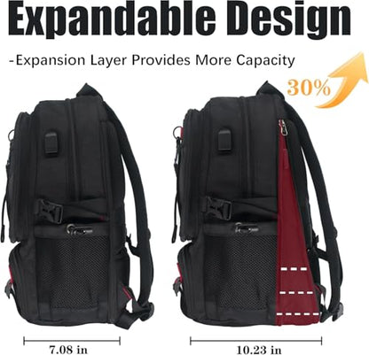 DUSLANG Travel laptop backpack, Extra Large 65L Traveling College Backpack,Large Capacity Backpack for Men Women,Fits 17 Inch Computer, USB Charging Port, Black - color: 65l Black With Shoes Storage Bag