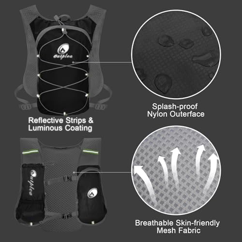 Lightweight Hydration Backpack with 2L Water Bladder for Men Women, Small Water Backpacks Running Vest for Hiking - color: Black
