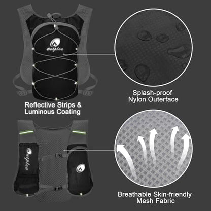 Lightweight Hydration Backpack with 2L Water Bladder for Men Women, Small Water Backpacks Running Vest for Hiking - color: Black