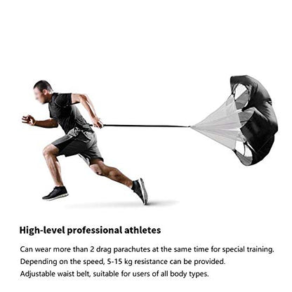 HERCHR Speed Parachute, 2Sets Resistance Running Parachute Speed Training Equipment with Adjustable Waistband for Athletes, Sprinting and Football Training
