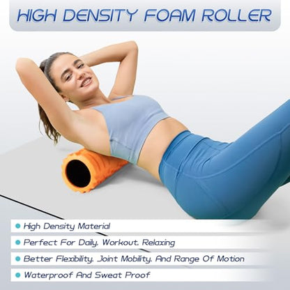 Krightlink Foam Roller High Density 18" Foam Roller for Deep Tissue Muscle Massage, Trigger Point Fitness Exercise Massage Roller Self-Myofascial Back Roller Release for Whole Body - size: 18 Inch