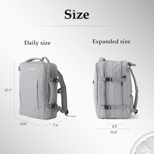 Travel Backpack, Expandable Large Capacity Business Work, Water Repellent Carry On Daypack with USB Charging Port, Fit 17 Inch Laptop, Bag for Men and Women, Grey - color: Grey