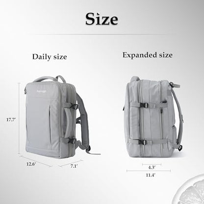 Travel Backpack, Expandable Large Capacity Business Work, Water Repellent Carry On Daypack with USB Charging Port, Fit 17 Inch Laptop, Bag for Men and Women, Grey - color: Grey