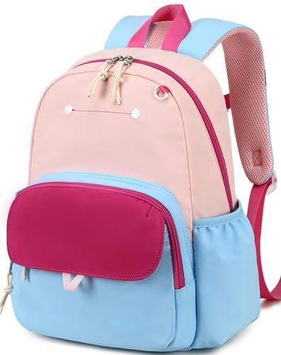 BTOOP Kids Backpack for Boys Girls 3-6, Preschool Kindergarten Backpack with Insulated Lunch Compartment & Chest Strap, Cute Lightweight School Travel Bag Fits A4 Folder - color: Pink-sky Blue, size: Age 3-6 (14.5" H Fit Folder)