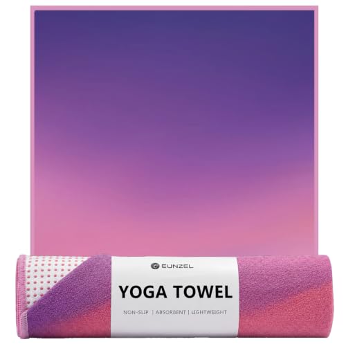 Eunzel Hot Yoga Towel, Non Slip Yoga Mat Towel Sweat Absorbent Printed Yoga Towel with Grip Dots for Hot Yoga, Pilates and Workout 72"x 24", Velvet Dusk - color: Velvet Dusk