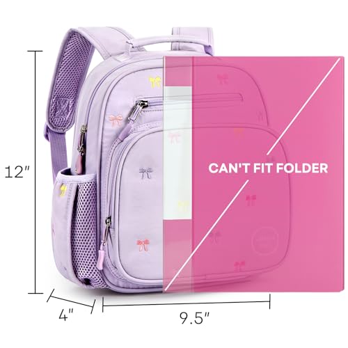 mibasies Toddler Backpacks for Girls 2-4: Quilted Backpack for Preschool Prek Daycare - Cute 12 Inches Bookbag for Little Kids Bow Purple - color: Bow Purple, style: Toddler-12"h(not Fit Folder)