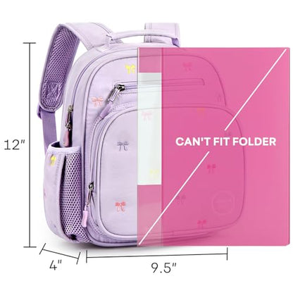 mibasies Toddler Backpacks for Girls 2-4: Quilted Backpack for Preschool Prek Daycare - Cute 12 Inches Bookbag for Little Kids Bow Purple - color: Bow Purple, style: Toddler-12"h(not Fit Folder)