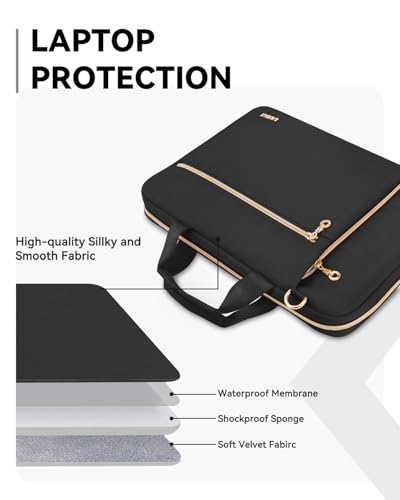 Laptop Case Bag Women Men Computer Sleeve Compatible with MacBook/Dell/HP/Acer/ASUS/LG, Waterproof Shoulder Carrying Briefcase, Black, 14-14.5 Inch - color: Black, size: 14 inch