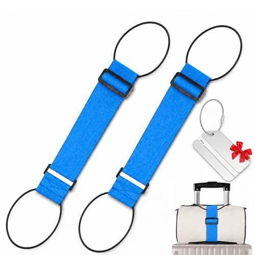 Adjustable Luggage Strap Bungee for Suitcase Handle, Elastic Luggage Connector Straps for Suitcases, Extra Bag Travel Belt for Carry On, Backpack, Duffel, Trolley Accessories (Blue) - color: Blue